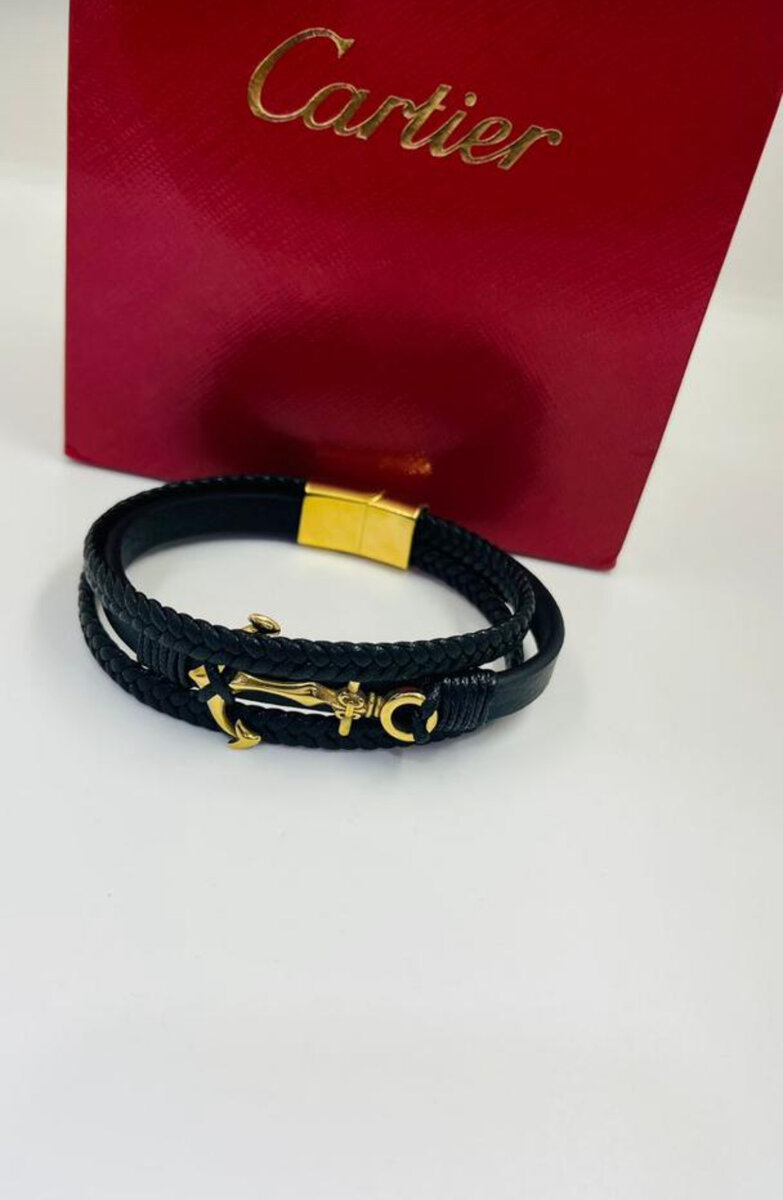 Bracelet cuir noir moderne chic