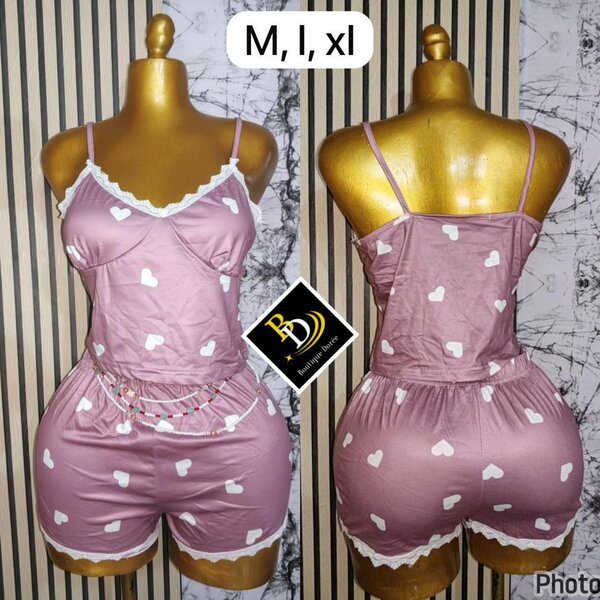 Pyjama short femme cœur