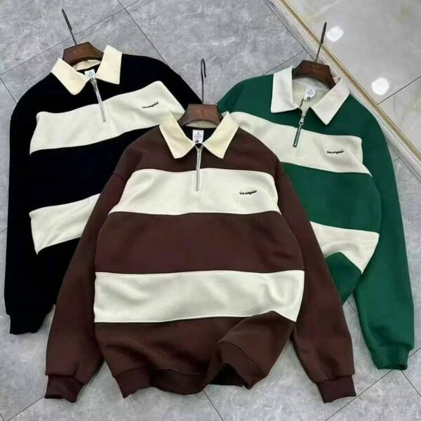 Sweat-shirt polo rayé tendance