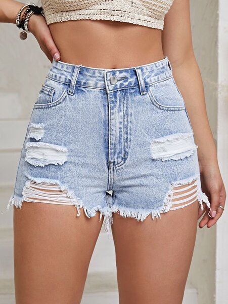 Short en jean déchiré femme
