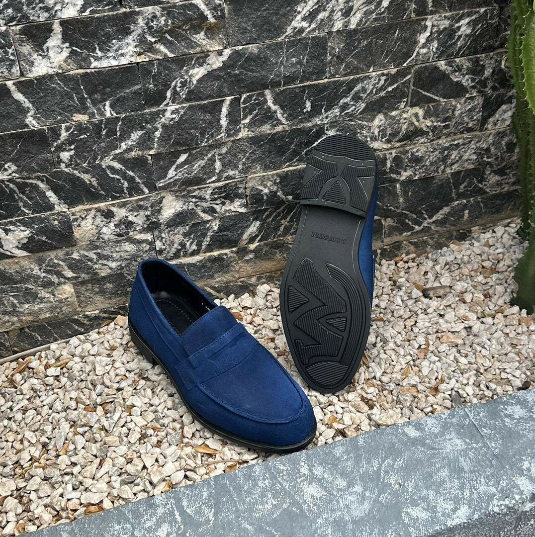 Mocassins en daim bleu pour hommes