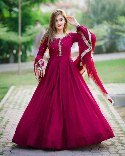 3 pcs women's Stitched embroidery maxi dress