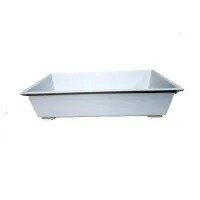 6 Pcs Stylish Small Rectangle Plastic Pots For Cactus Flower Plants 10.4 x 5.7 - White