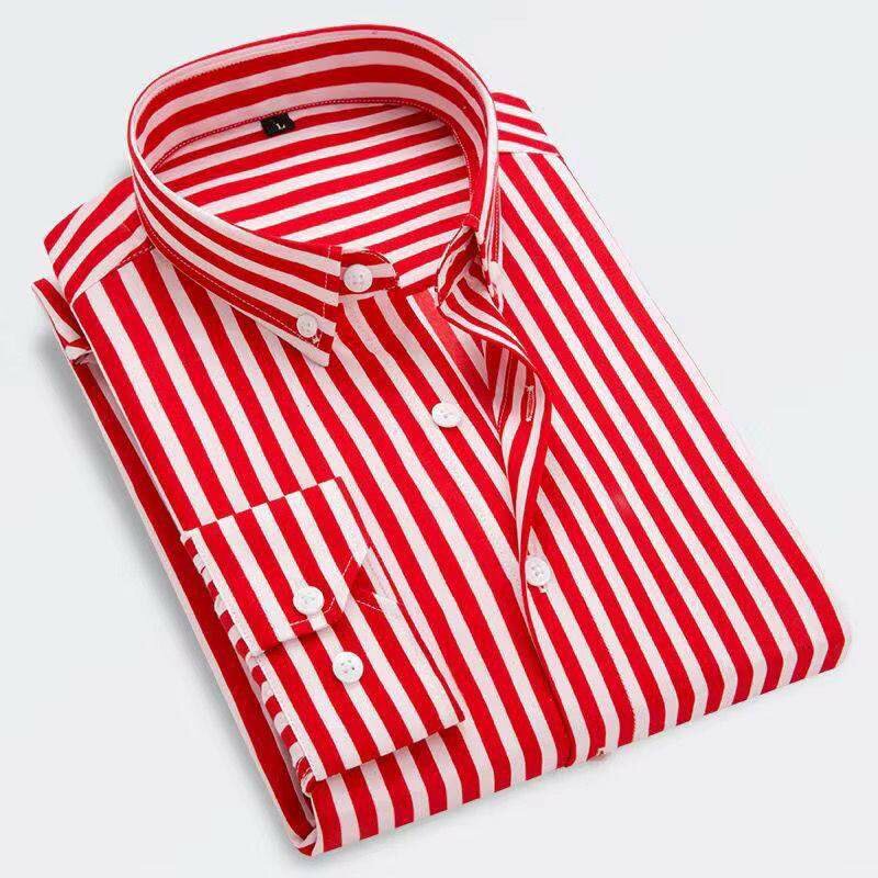 Chemise rayée rouge homme