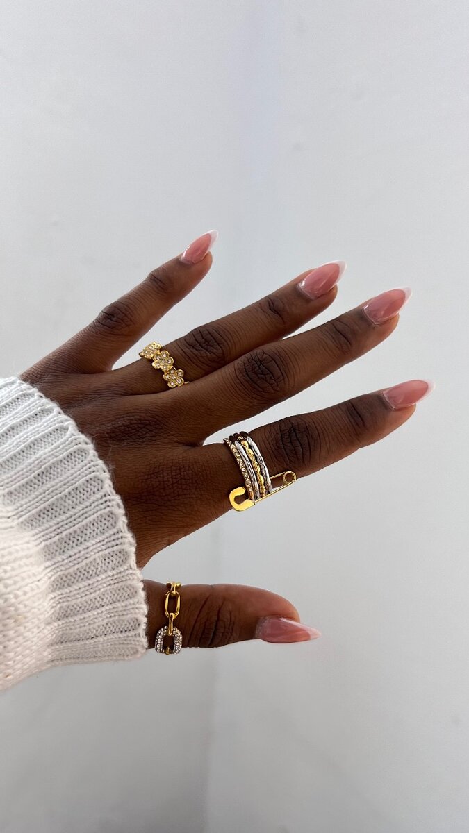 Bague Empilable en Or et Argent