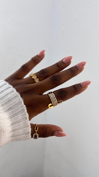 Bague Empilable en Or et Argent