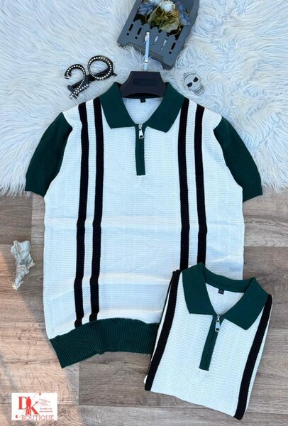 Polo à rayures rétro zippé