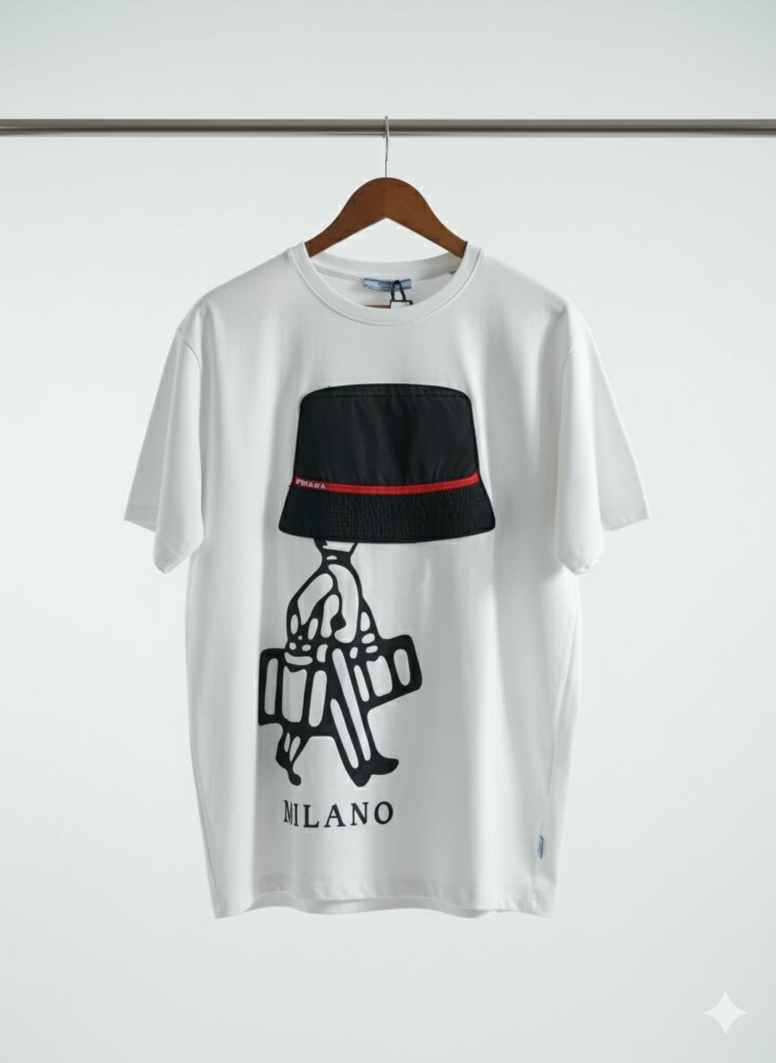 T-shirt blanc imprimé stylisé