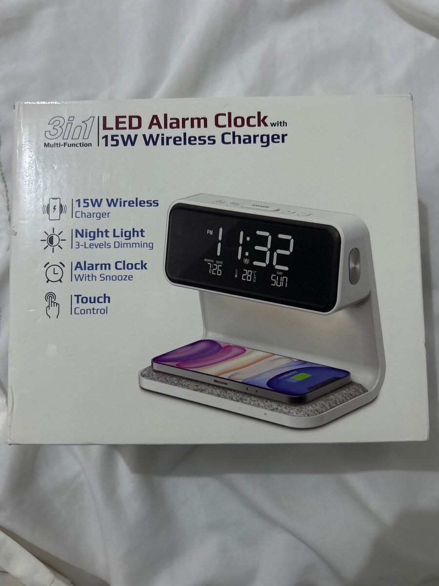 Réveil LED 3-en-1 avec Chargeur Sans Fil