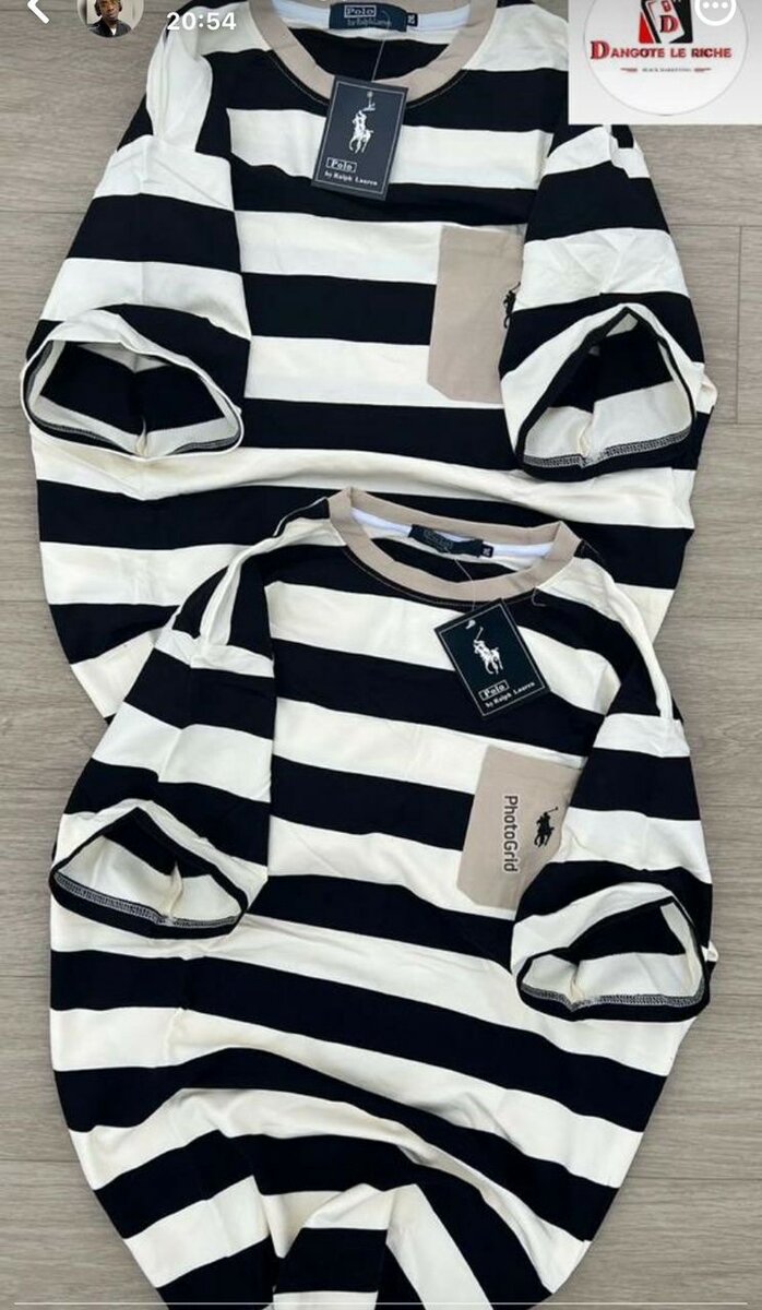T-shirt rayé noir et blanc