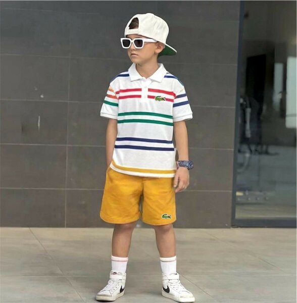 Polo rayé enfant multicolore