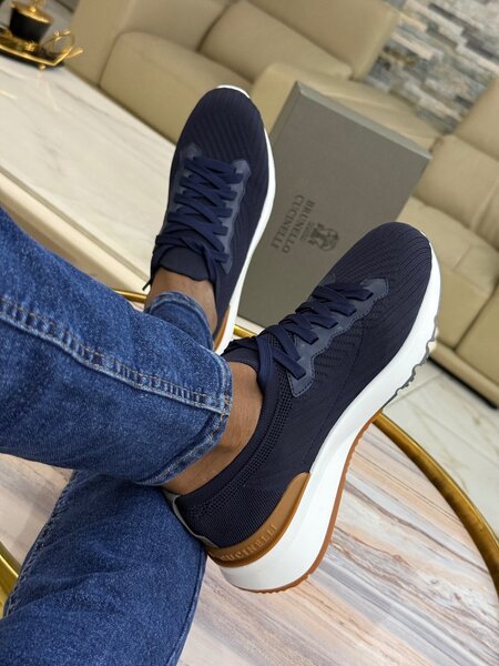 Sneakers en maille bleu homme