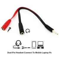 Mic And Speaker Divider Cable- Two Pin Headphone Earphone Audio Splitter Adapter - Jack Pin 3.5mm 4 Pole TRRS Male To Two Stereo 3 Pole TRS Female Converter For Mobile Smart Phone PC Laptop