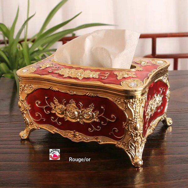 Boîte à mouchoirs vintage dorée