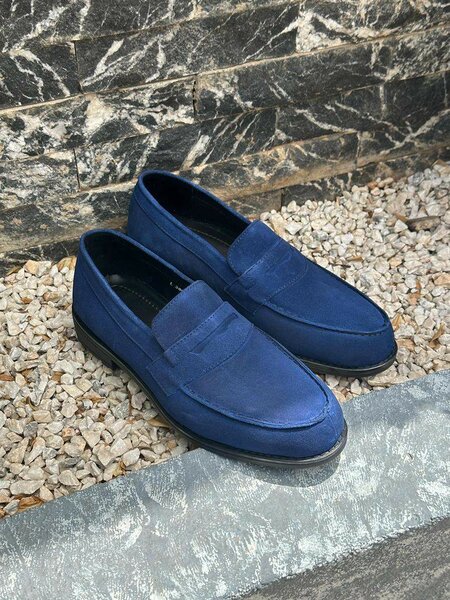 Mocassins en daim bleu pour hommes