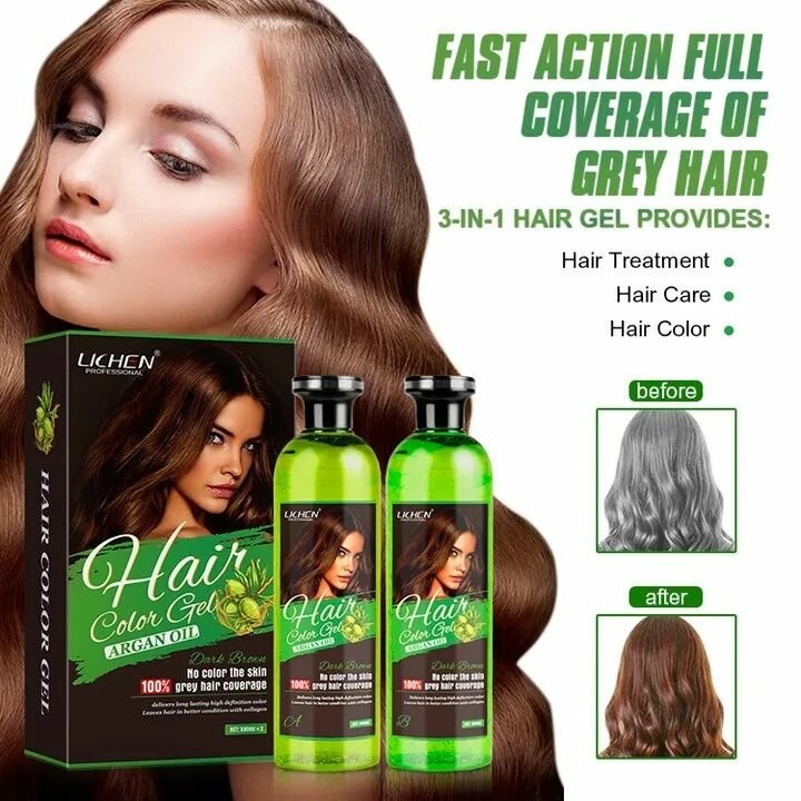 Lichen Hair Color Gel Dark Brown Argan Oil 500ML* 2 - 1000ML