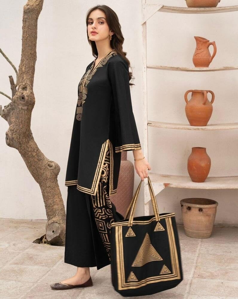 2pc Linen Printed suit