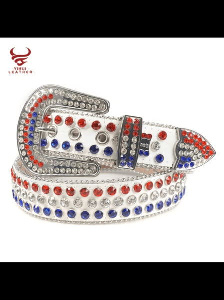 Ceinture en cuir strassée luxe