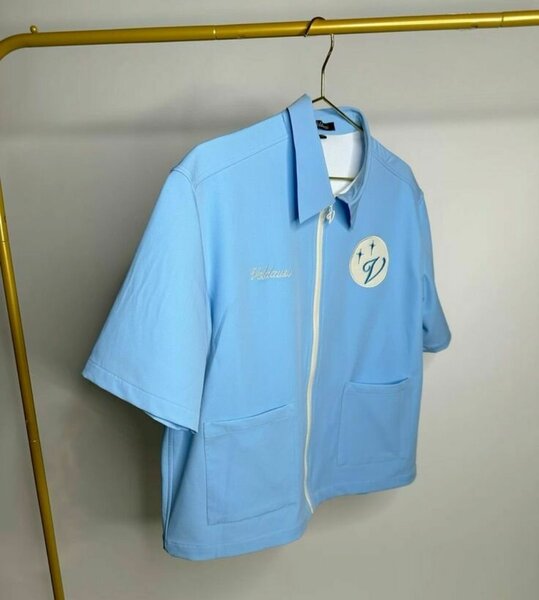 Chemise Bleu Zippée Unisexe