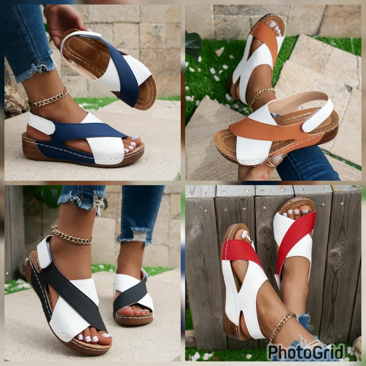 Sandales compensées colorées