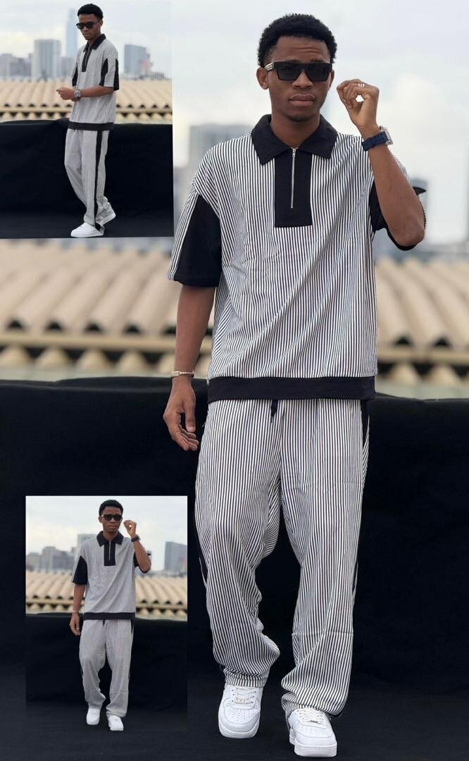 Tenue décontractée rayée homme