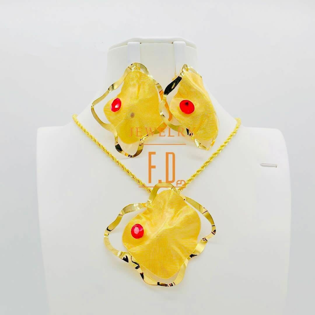Parure Bijoux Dorés Floral
