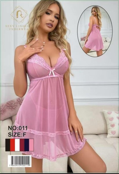 Nuisette sexy en dentelle rose