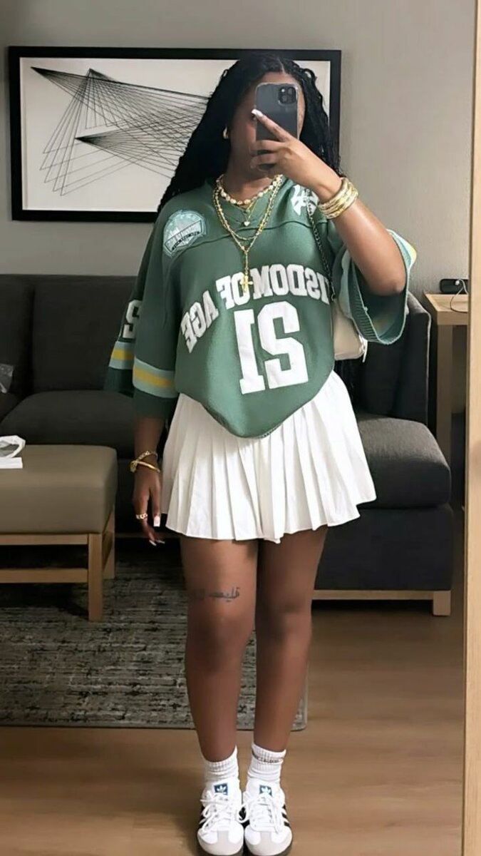 Jersey top and skirt