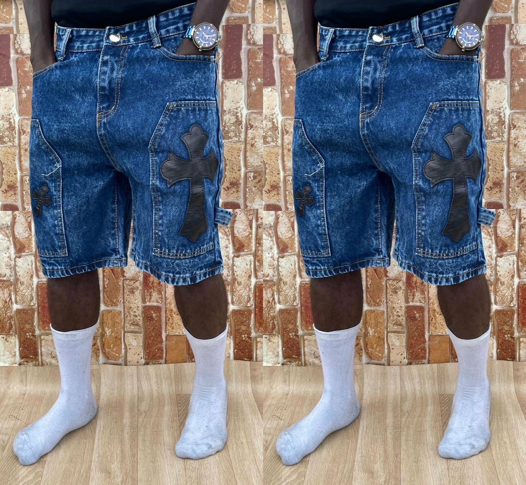 Short en jean graphique homme