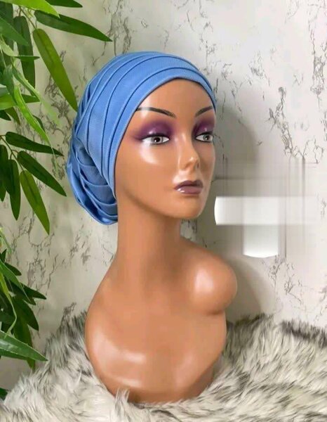Turban en jersey bleu