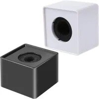 Portable ABS Injection Molding Square Cube Shaped Interview Mic Microphone Flag Station Logo