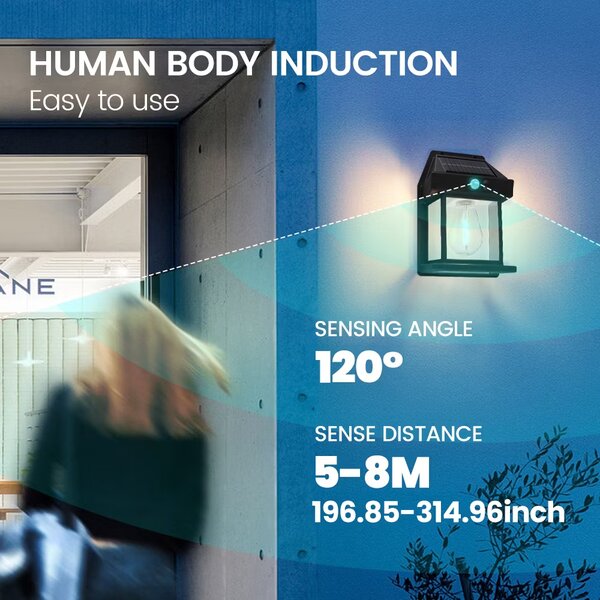 Dingdian LED Solar waterproof wall light 3 lighting mode out