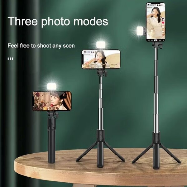 R1S Selfie Stick with Bluetooth Remote & LED Light - Perfect