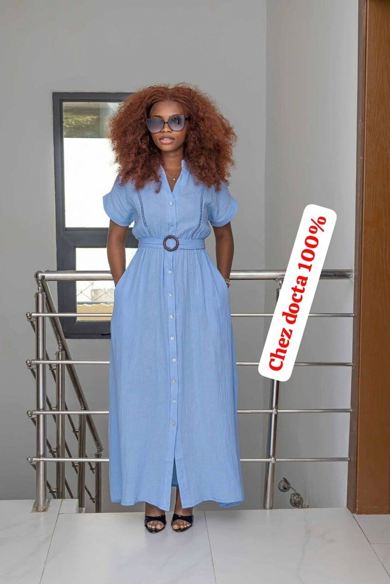 Robe chemise d'été avec ceinture