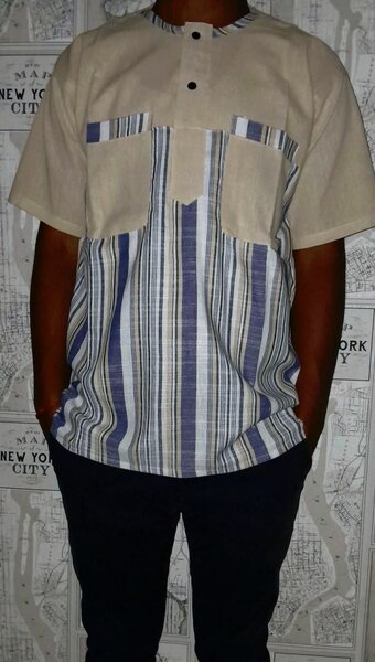 Chemise en lin rayé pour homme