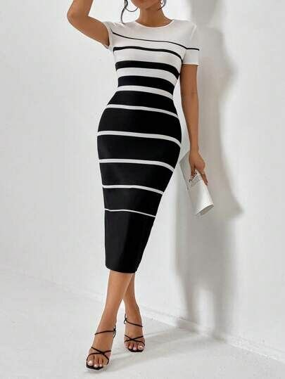 Robe Rayée Élégante Femme