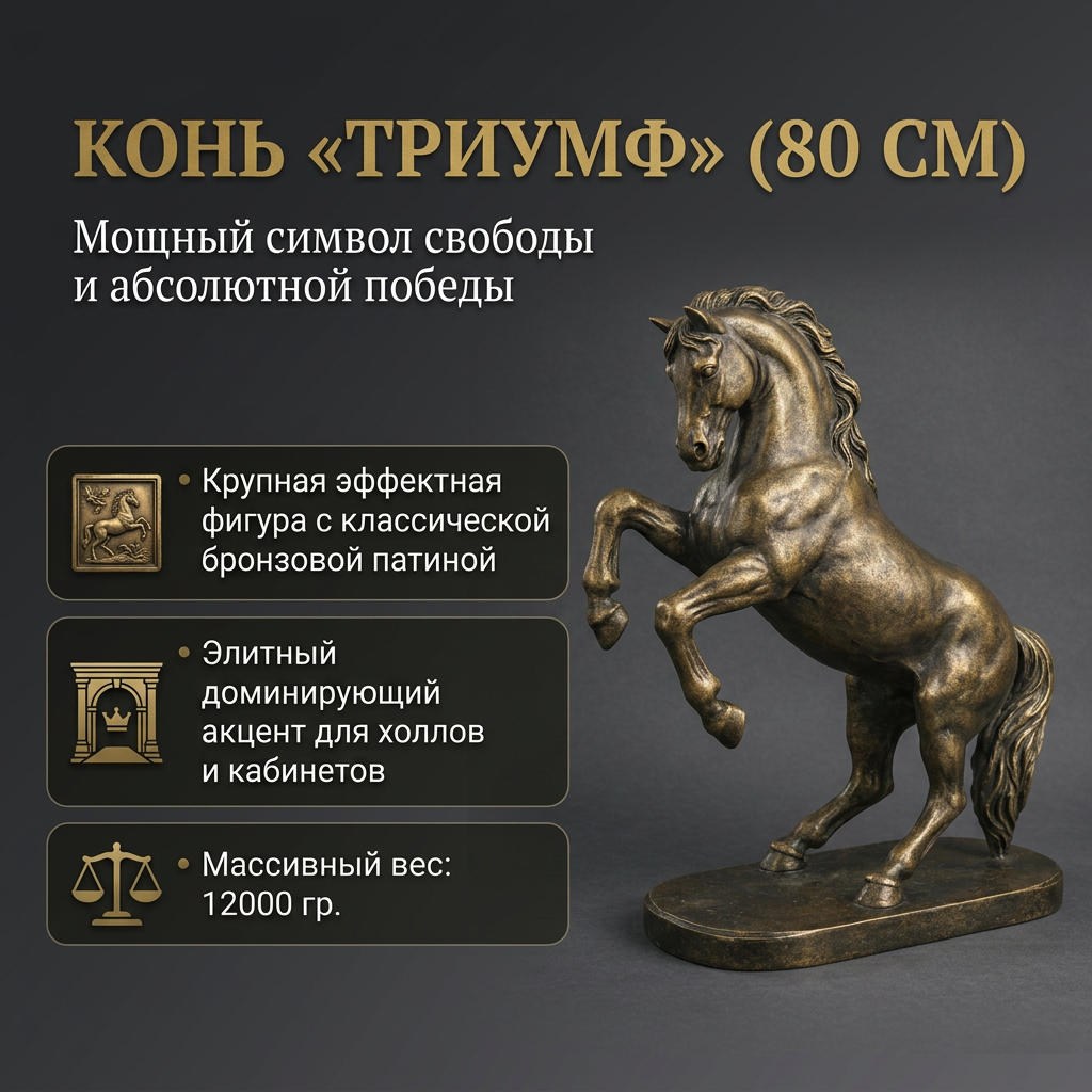 Конь Триумф 80 см — скульптура из композита с имитацией бронзы