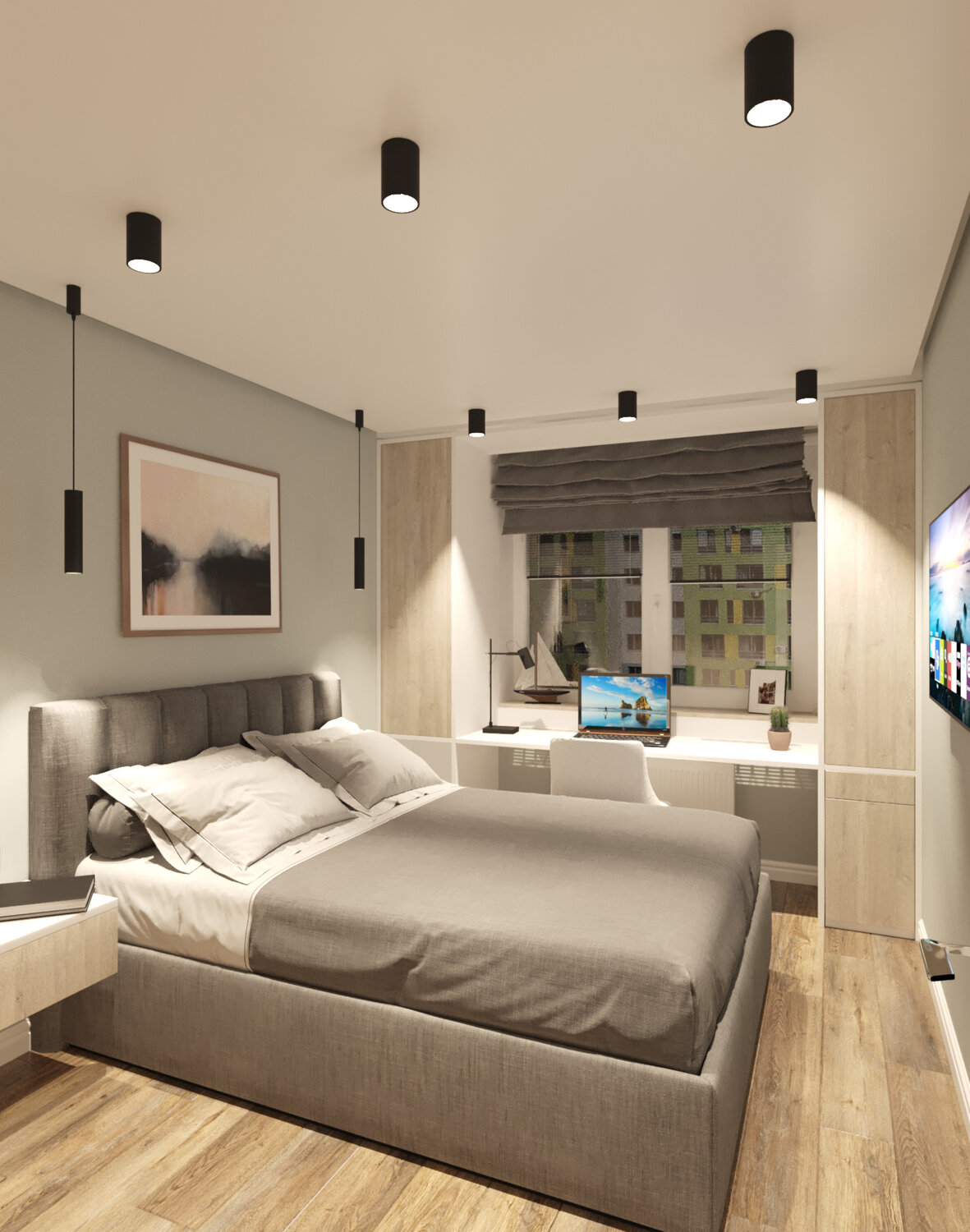 интерьер спальной, дизайн проект спальни, интерьер спальни п 44, спальни дизайн, дизайн интерьера спальни