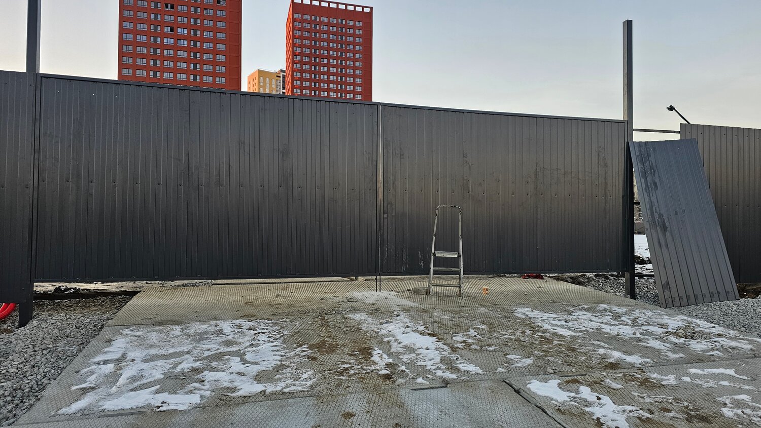 откатной ворота, временное ограждение, ворота забор, забор, откатные ворота под ключ