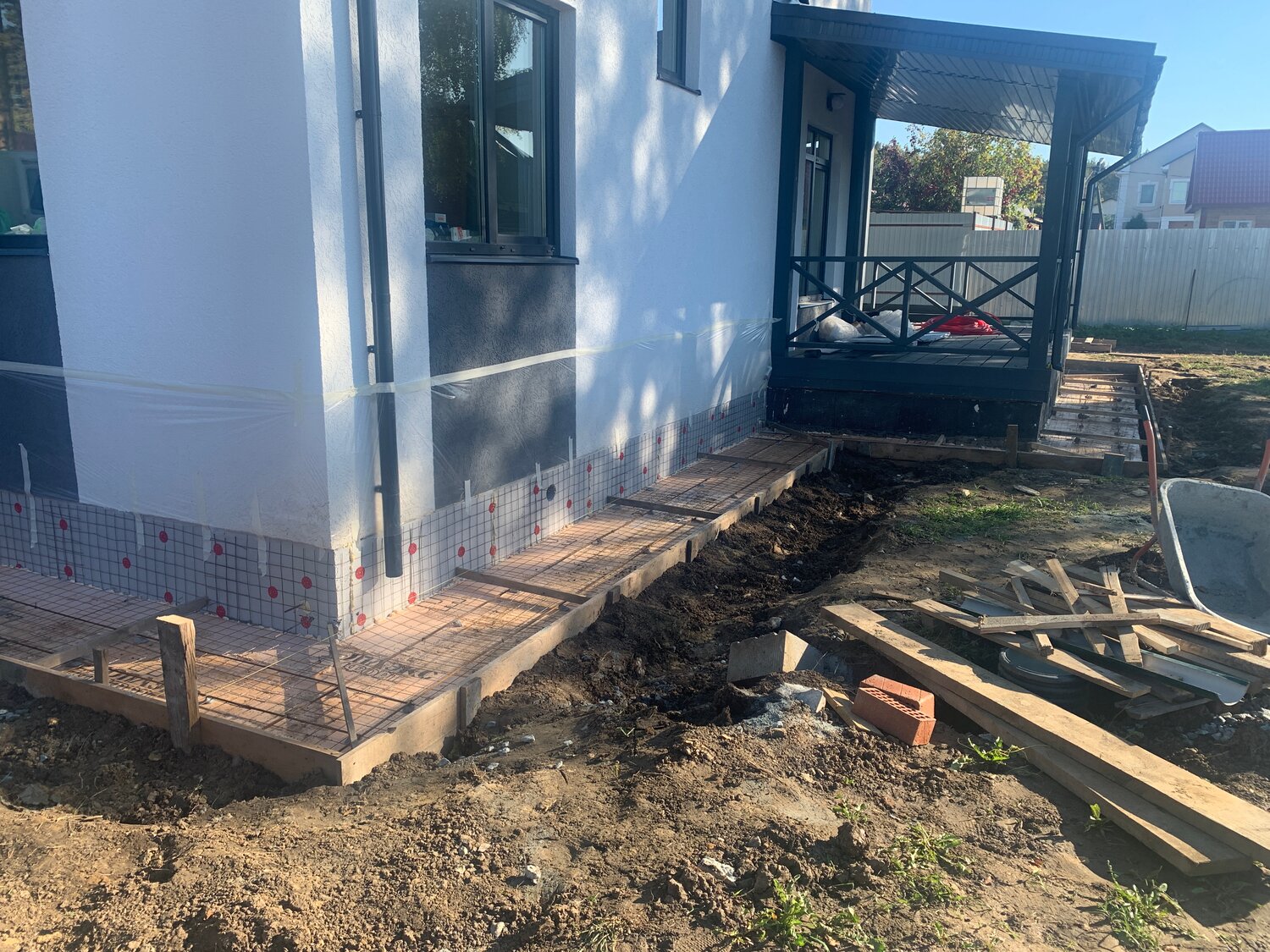 отмостка дома, отмостка, отмостка вокруг дома, отмостка возле дома, армировка отмостки