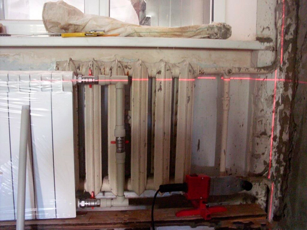 монтаж алюминиевого радиатора