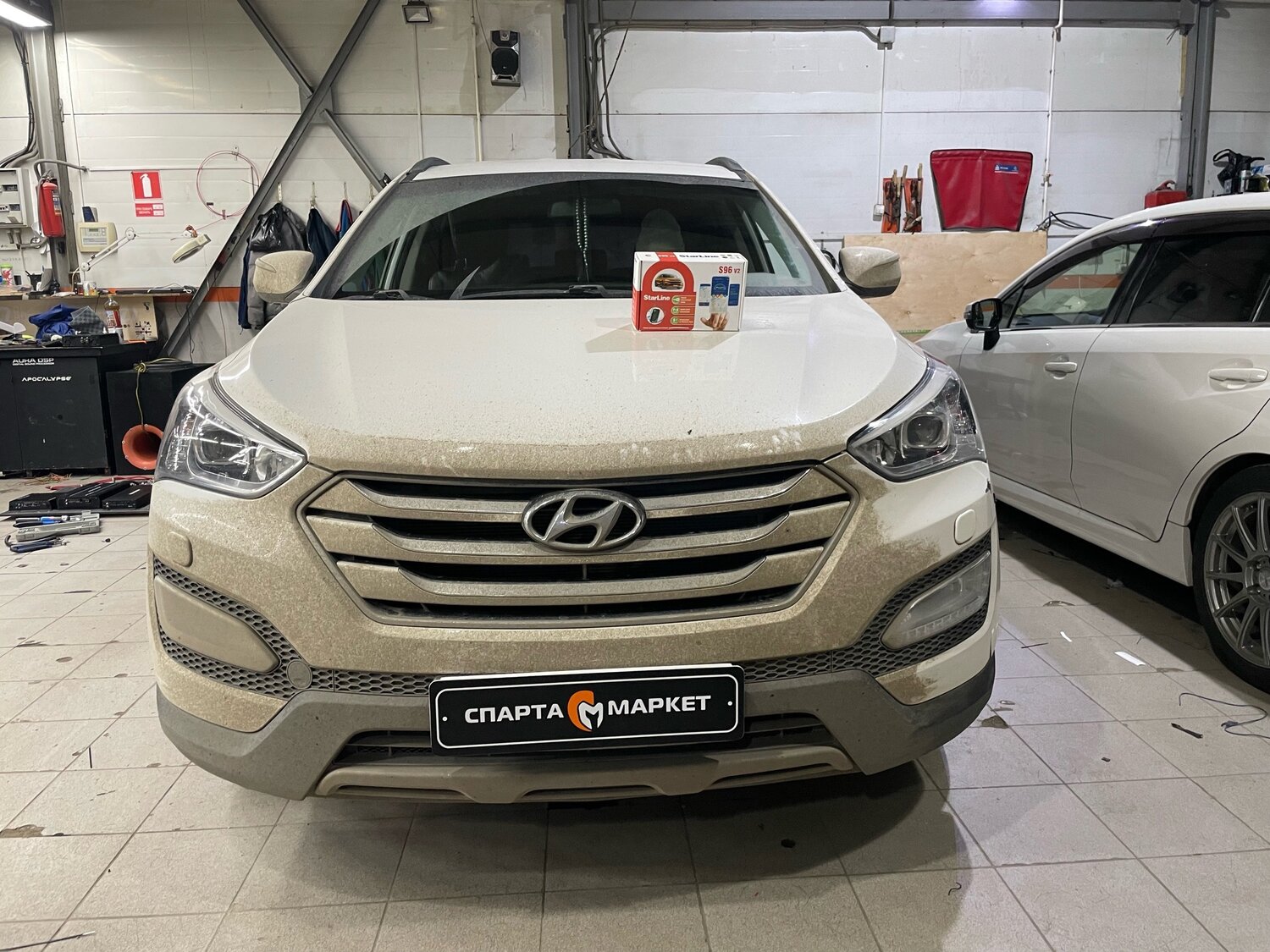 Hyundai Santa Fe 2013 установка сигнализации