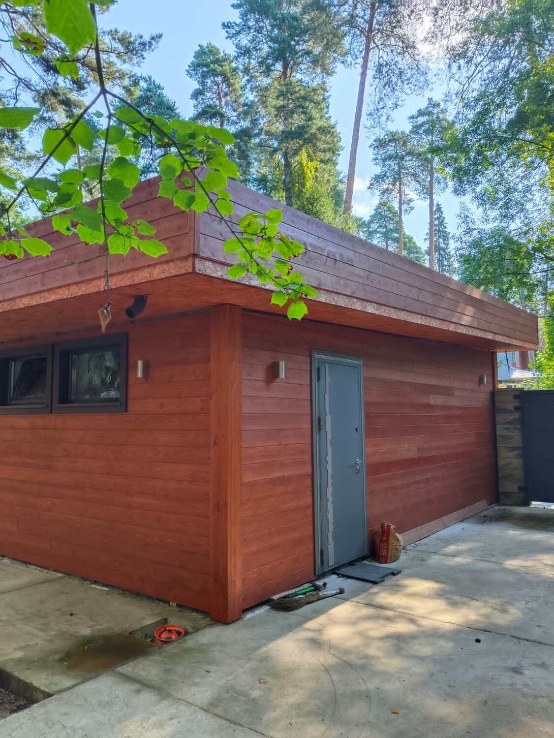 загородный дом, дом, дом гараж, деревянный дом 50 кв м с односкатной крышей, гараж с односкатной крышей