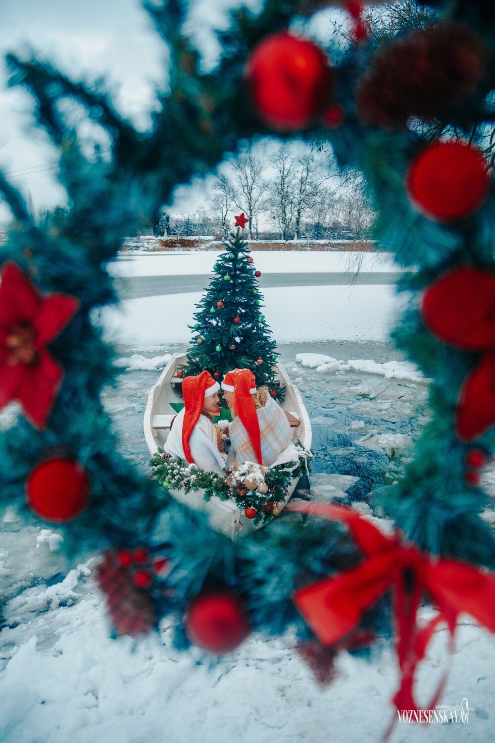 зимняя фотосессия, новогодний, рождественские венки, новогодняя фотосессия, новогодний венок