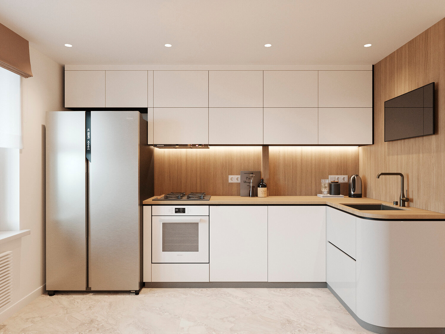 кухни, кухни в современном стиле, белые кухни в современном стиле, интерьер кухни, современная белая кухня