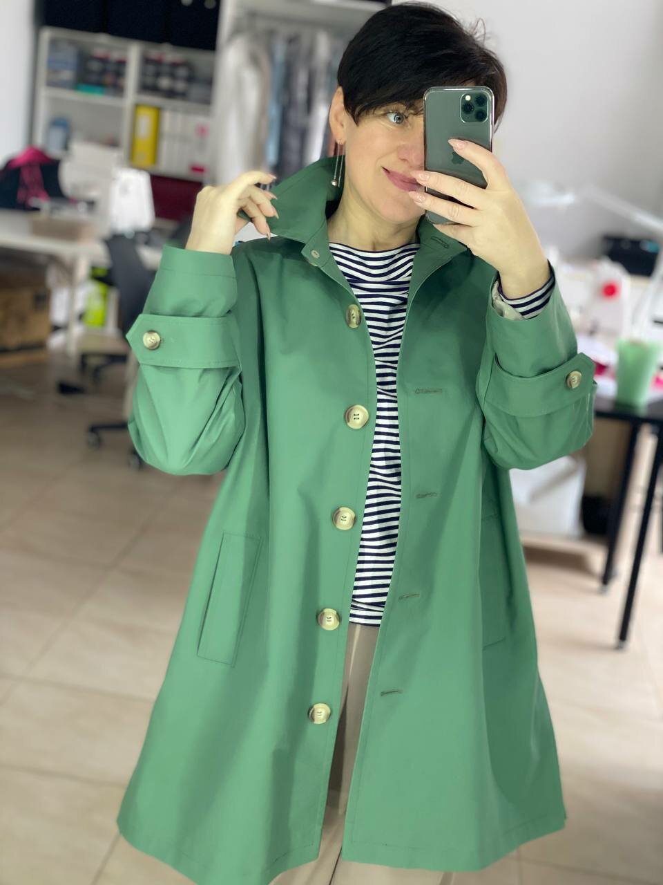 одежда, тренч зеленый, мода, плащ тренч садовод, верхняя одежда