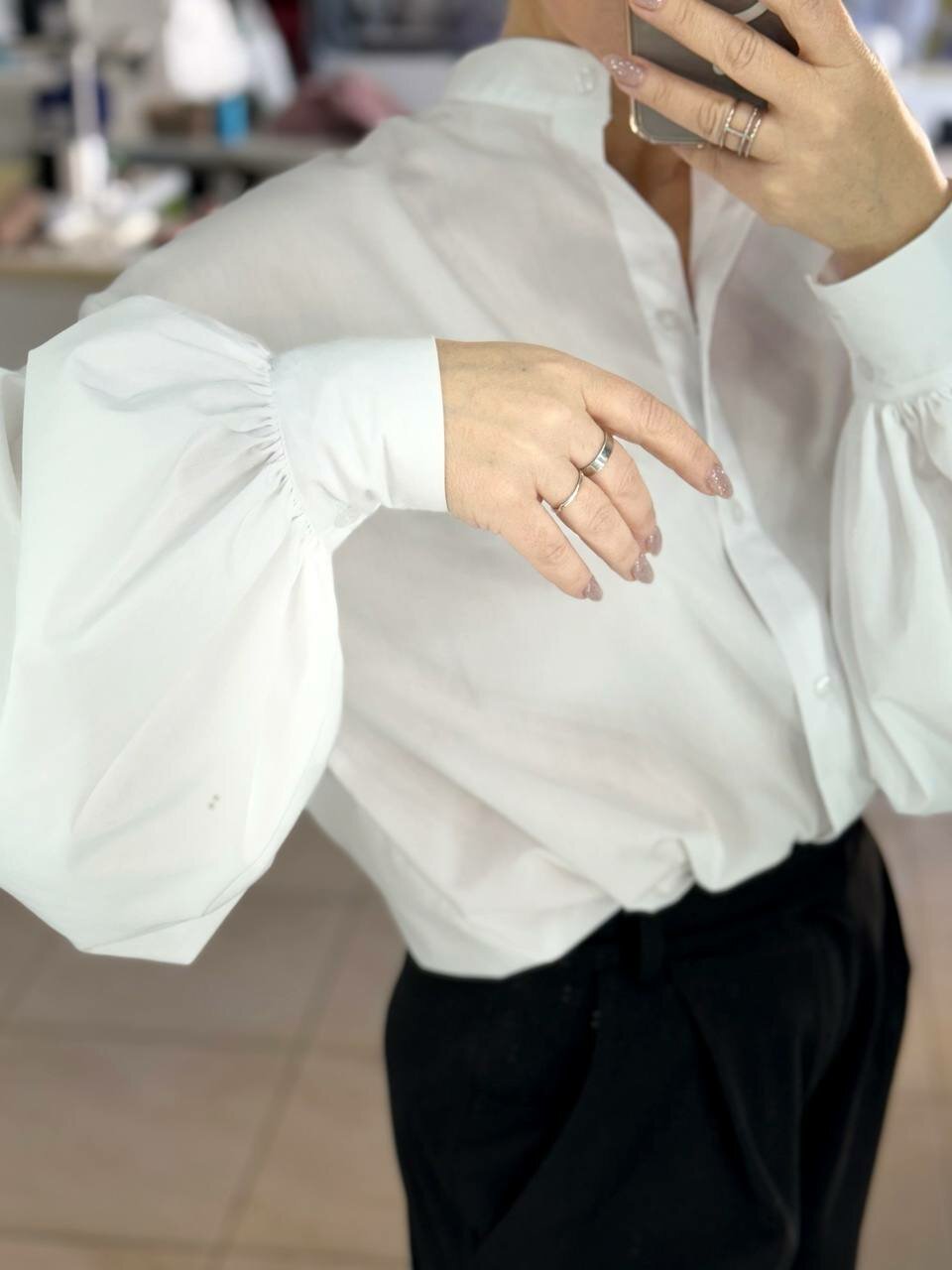 блузка с объемными рукавами, рубашка с объемными рукавами, женская белая рубашка, элегантная блузка, рубашка с большими рукавами