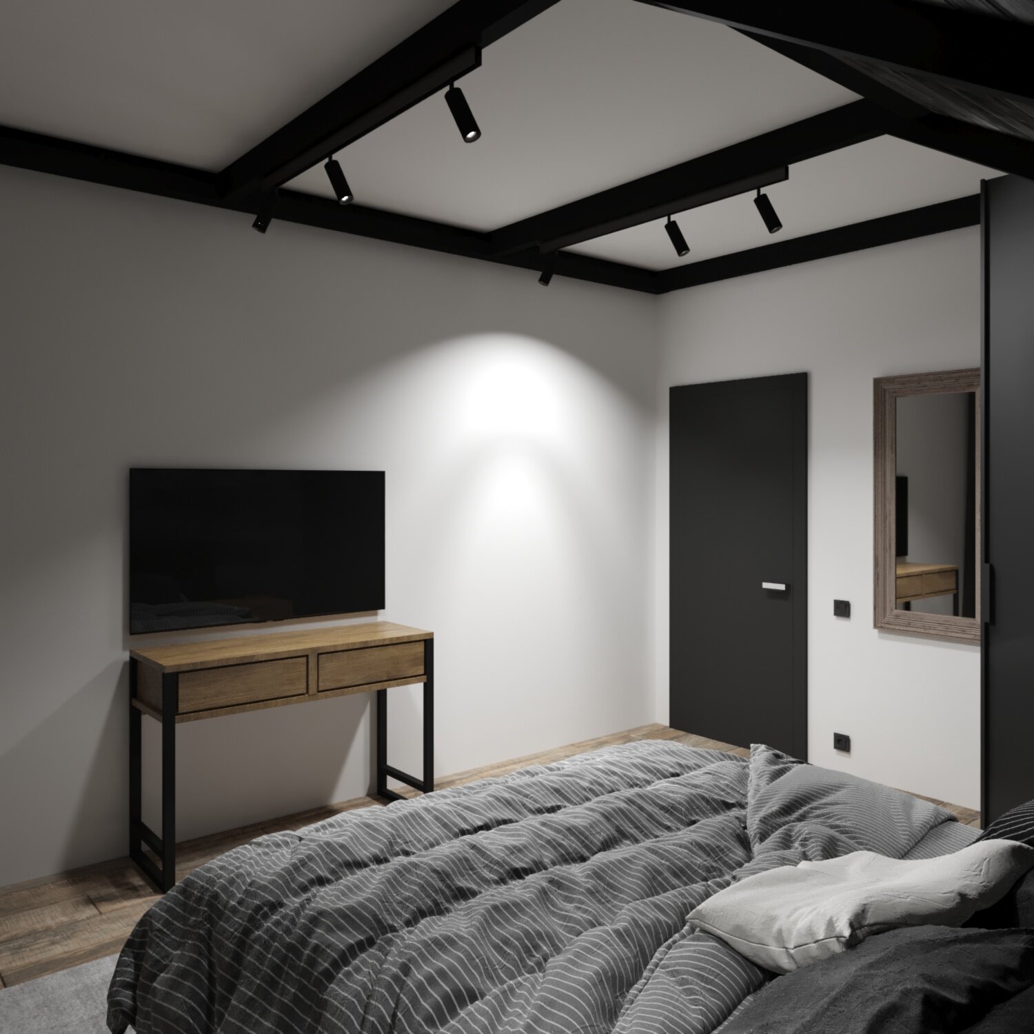 интерьер спальной, интерьер спальни в стиле лофт, спальни в стиле лофт, спальня лофт дизайн, спальня в стиле лофт в доме