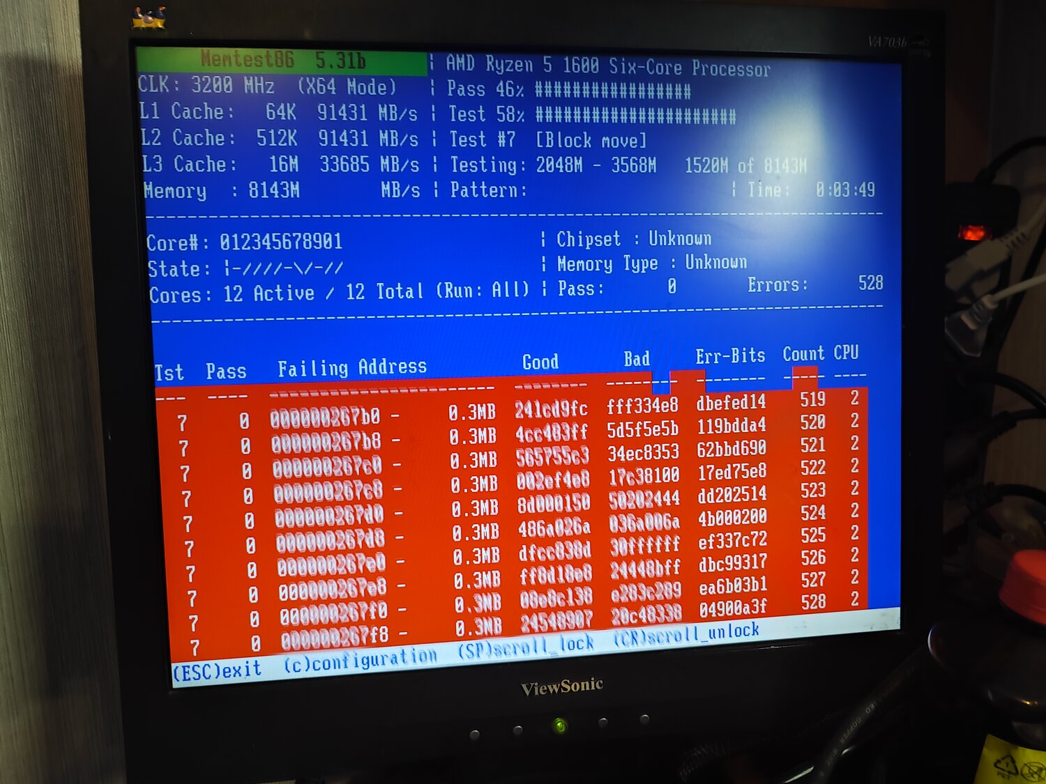 memtest86+, ошибка, экран, ошибка оперативной памяти, оперативная память