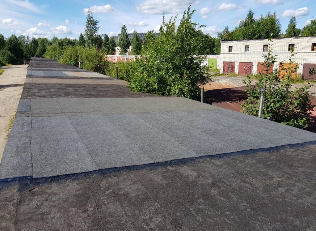 рулонная кровля для гаража, кровля гаража, устройство плоской кровли, кровля, наплавляемая кровля